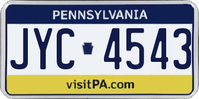 PA license plate JYC4543