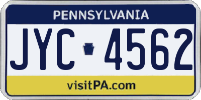 PA license plate JYC4562