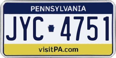 PA license plate JYC4751