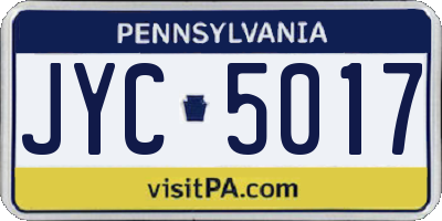 PA license plate JYC5017