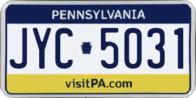 PA license plate JYC5031