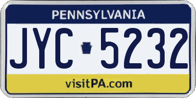 PA license plate JYC5232