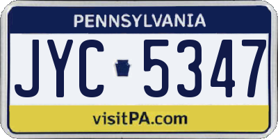PA license plate JYC5347