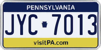 PA license plate JYC7013