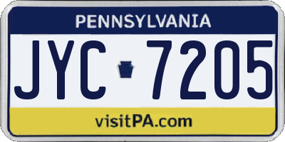 PA license plate JYC7205