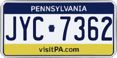 PA license plate JYC7362