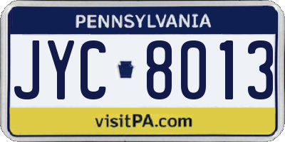 PA license plate JYC8013