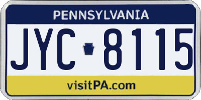 PA license plate JYC8115