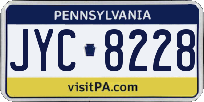 PA license plate JYC8228