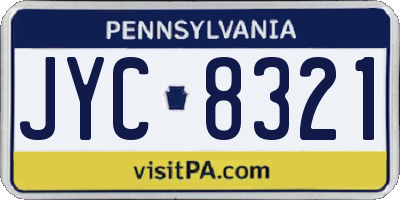 PA license plate JYC8321