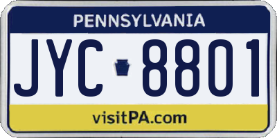 PA license plate JYC8801