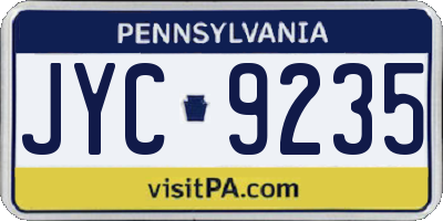 PA license plate JYC9235