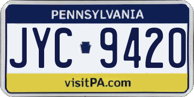 PA license plate JYC9420
