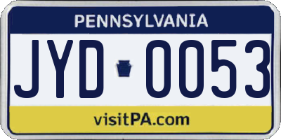 PA license plate JYD0053