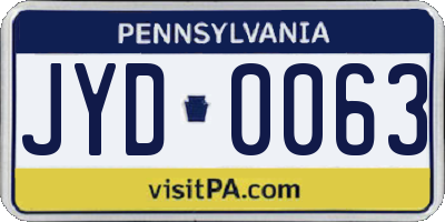 PA license plate JYD0063