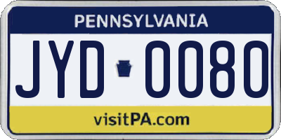 PA license plate JYD0080