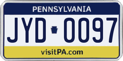 PA license plate JYD0097