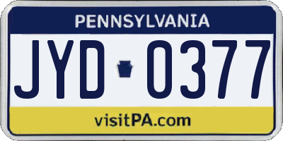 PA license plate JYD0377