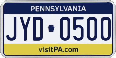 PA license plate JYD0500