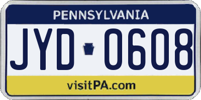 PA license plate JYD0608