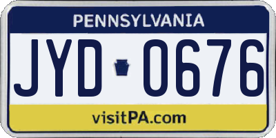 PA license plate JYD0676
