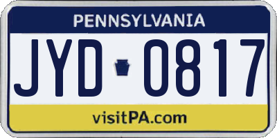 PA license plate JYD0817