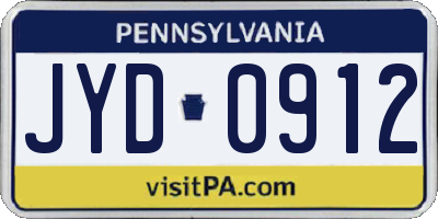 PA license plate JYD0912
