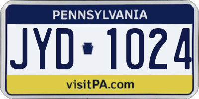 PA license plate JYD1024