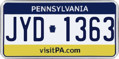 PA license plate JYD1363