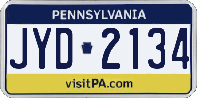 PA license plate JYD2134