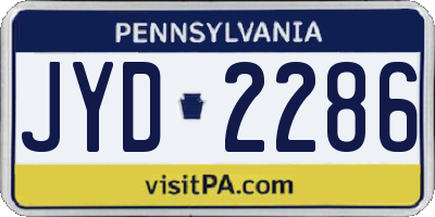 PA license plate JYD2286