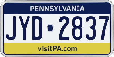 PA license plate JYD2837
