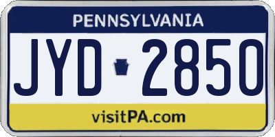 PA license plate JYD2850