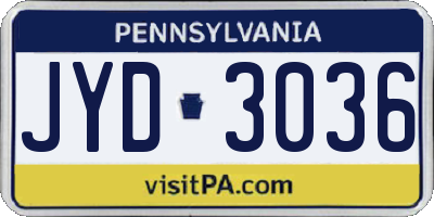 PA license plate JYD3036