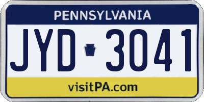 PA license plate JYD3041