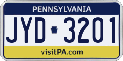 PA license plate JYD3201