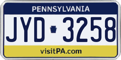 PA license plate JYD3258