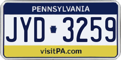 PA license plate JYD3259