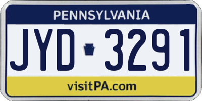 PA license plate JYD3291