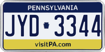 PA license plate JYD3344