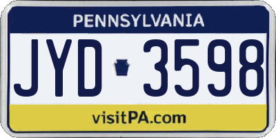 PA license plate JYD3598