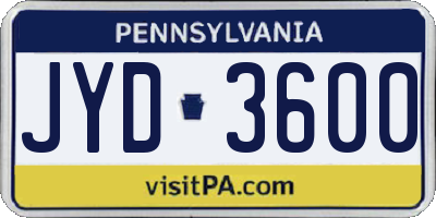 PA license plate JYD3600