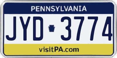 PA license plate JYD3774