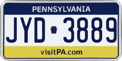 PA license plate JYD3889