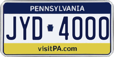 PA license plate JYD4000