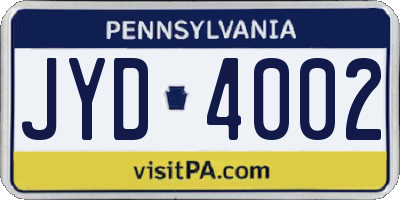 PA license plate JYD4002