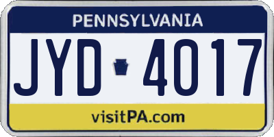 PA license plate JYD4017