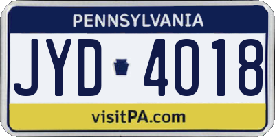 PA license plate JYD4018