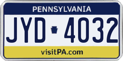PA license plate JYD4032