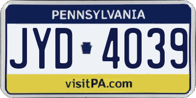 PA license plate JYD4039